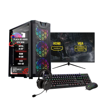 PC Gamer Completo I5 10° Ram 16gb Gtx 1650 Hd 1TB SSD 480GB