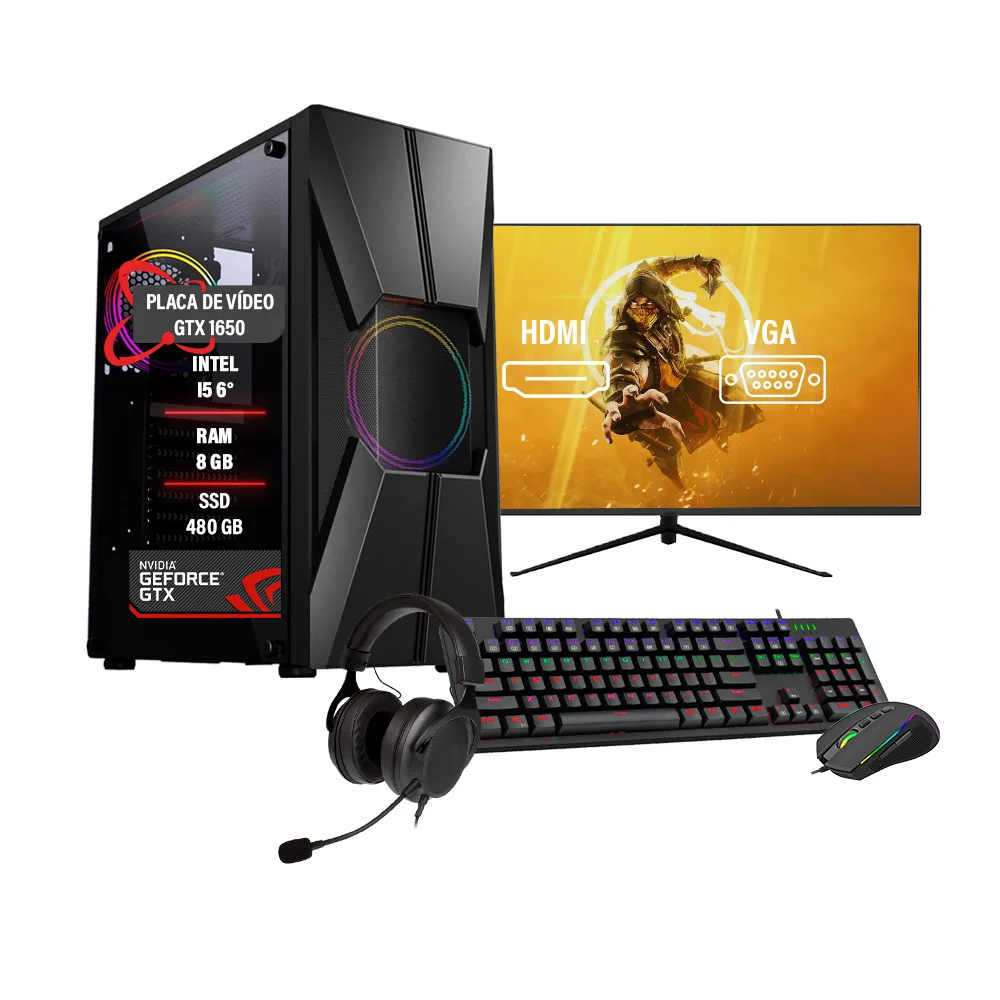 PC Gamer Intel Core I5 6° Gtx 1650 4gb SSD 480GB 8GB Ddr4
