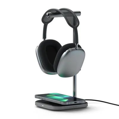 Suporte Para Head Phone Satechi 2 Em 1 C/ Carregador Sem Fio