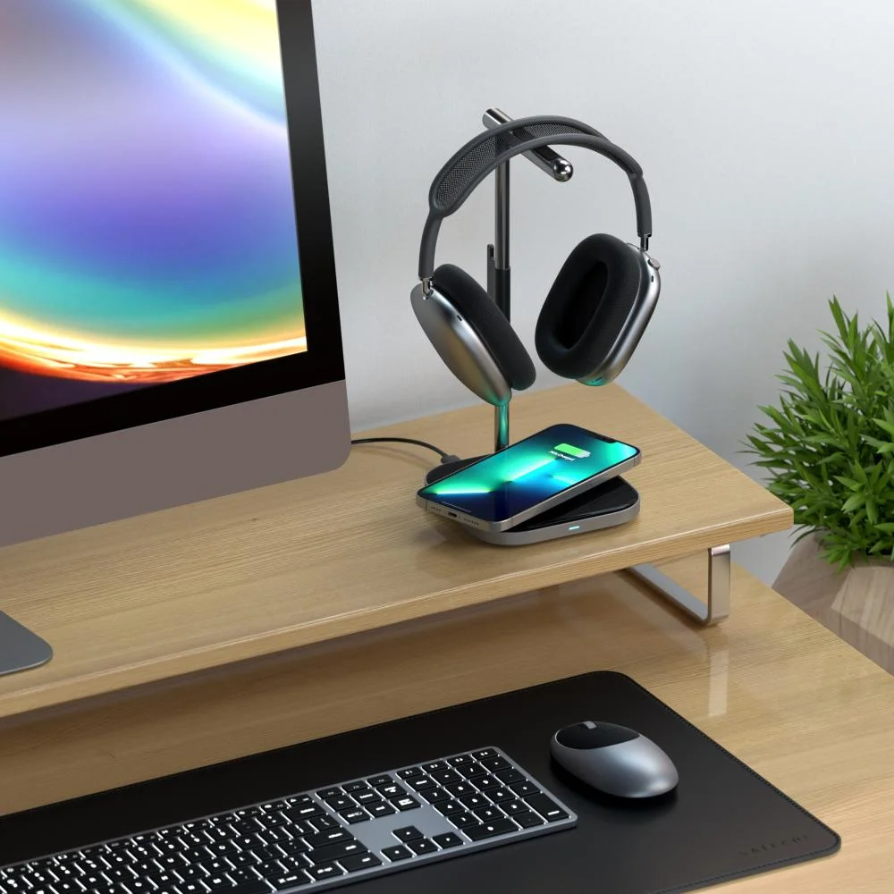 Imagem 5 de 5 do produto Suporte Para Head Phone Satechi 2 Em 1 C/ Carregador Sem Fio