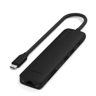 Adaptador Multiportas Slim 7-em-1 Usb-c Com Ethernet (preta)