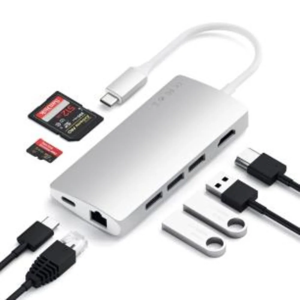 Imagem 2 de 5 do produto Hub Usb-c Satechi 7 Portas V2 Gigabit Pd 60w 4k Prata