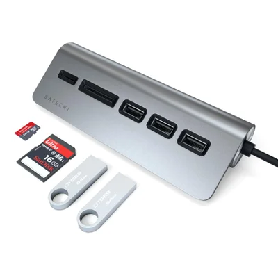 Hub Usb-c Satechi 5 Portas Com Usb-a 3.0 + Sd Space Gray