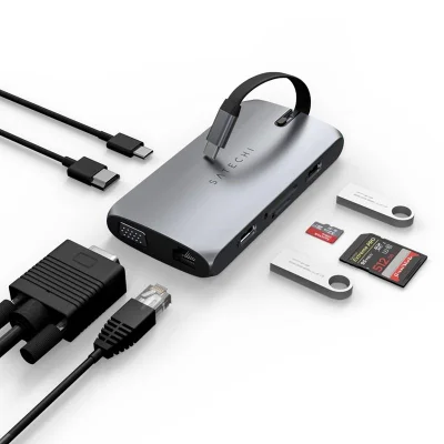 Hub Usb-c Satechi On-the-go 8 Portas Vga Gigabit Space Gray