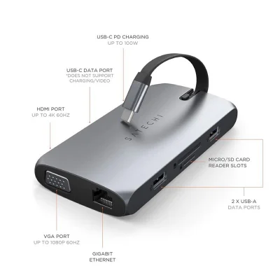 Hub Usb-c Satechi On-the-go 8 Portas Vga Gigabit Space Gray — foto 5