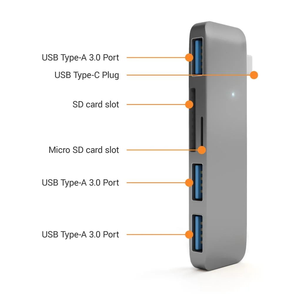 Imagem 3 de 5 do produto Hub Usb-c Satechi 3 Portas Usb-a 3.0 + Sd Space Gray