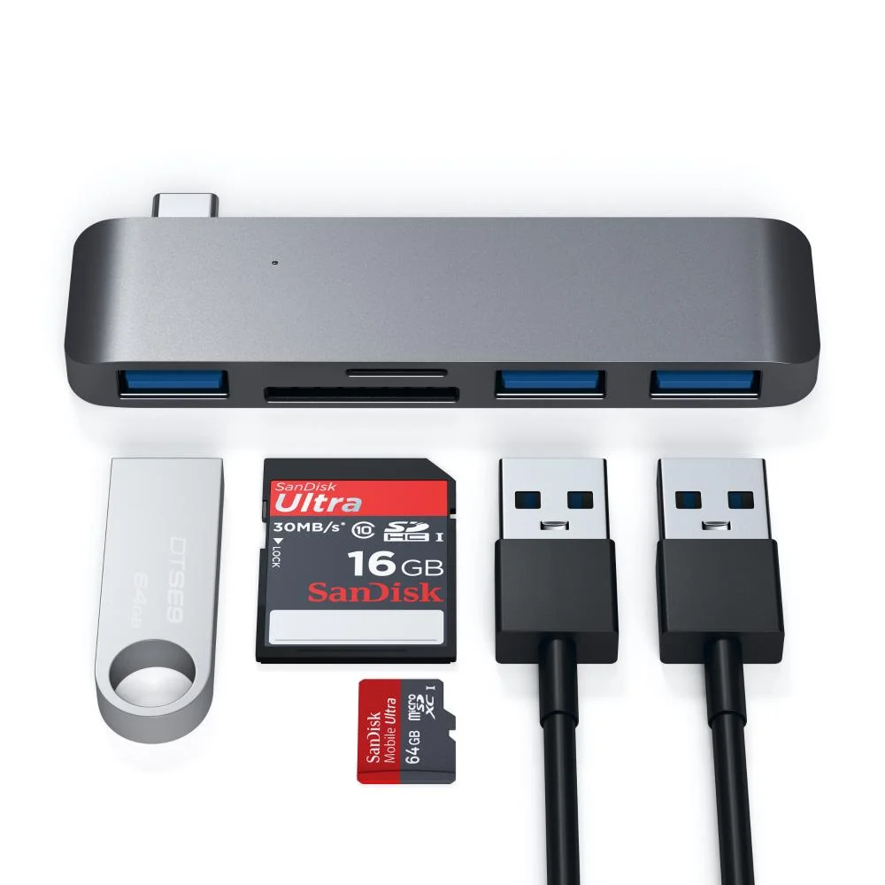 Imagem 4 de 5 do produto Hub Usb-c Satechi 3 Portas Usb-a 3.0 + Sd Space Gray