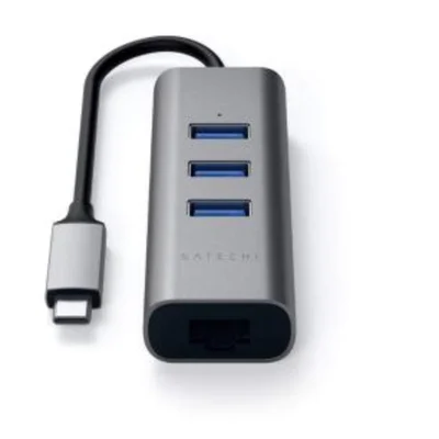 Hub Usb-c Satechi 3 Portas Usb-a + Ethernet Rede Space Gray