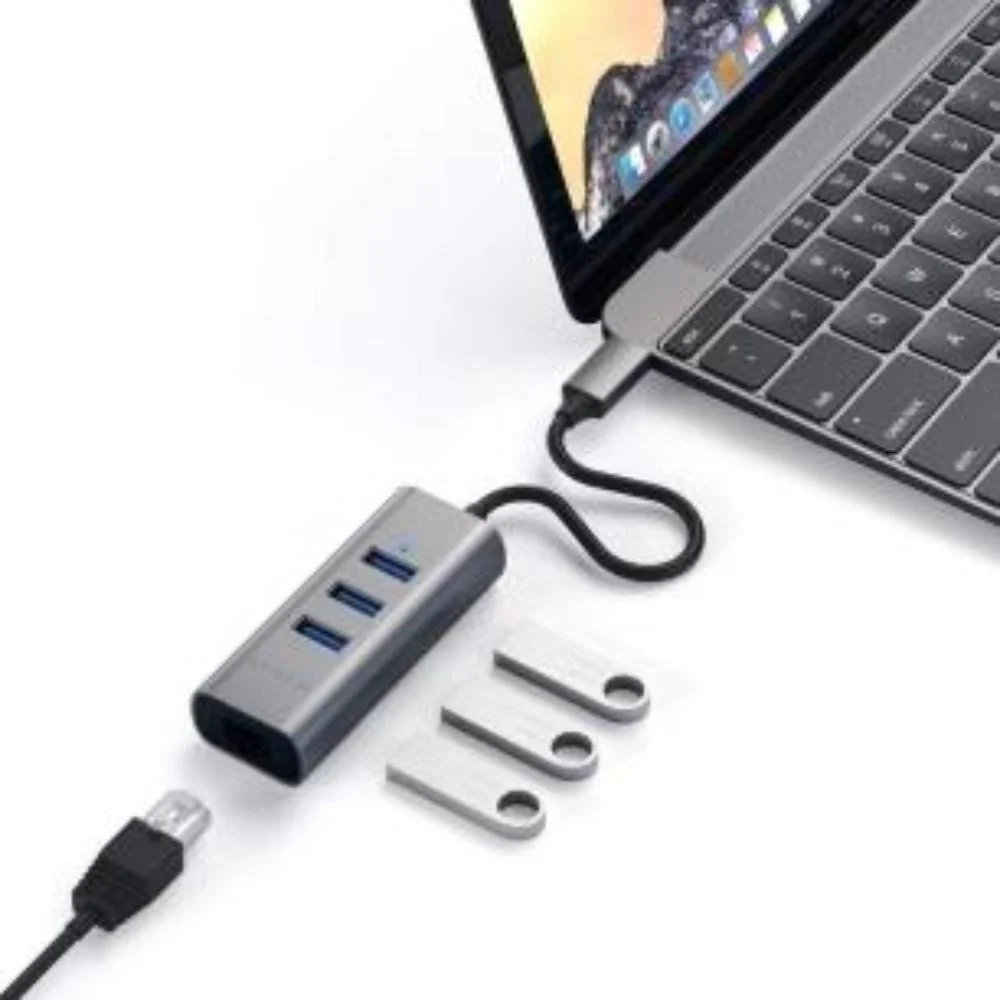 Imagem 3 de 3 do produto Hub Usb-c Satechi 3 Portas Usb-a + Ethernet Rede Space Gray