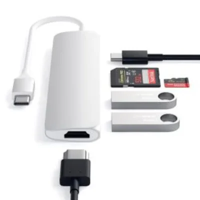 Hub Usb-c Satechi Slim V2 5 Portas Pd 60w HDMI Prata