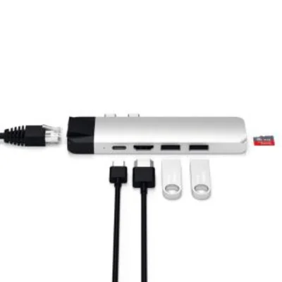 Hub Usb-c Pro Satechi 6 Portas Pd 87w 4k Gigabit Prata
