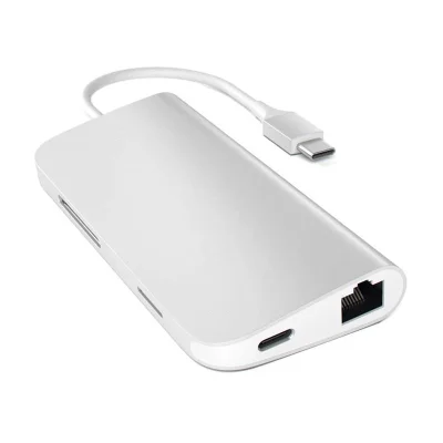 Hub Usb-c Satechi 7 Portas V1 Gigabit Pd 60w 4k Prata