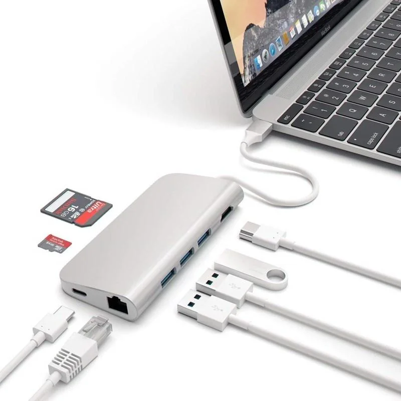 Imagem 2 de 5 do produto Hub Usb-c Satechi 7 Portas V1 Gigabit Pd 60w 4k Prata