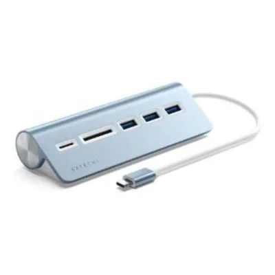 Hub Usb-c Satechi C/ 3 Portas Usb-a E Cartão Sd Azul Metalic