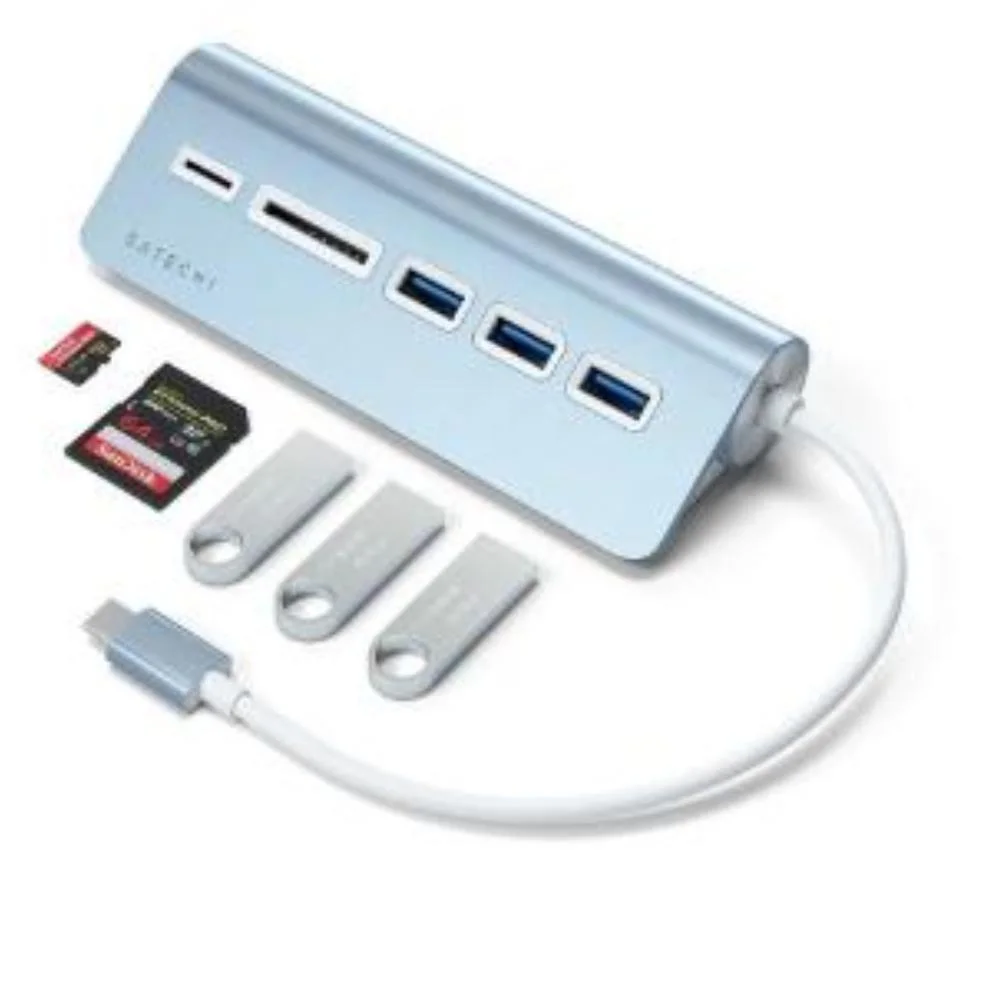 Imagem 4 de 5 do produto Hub Usb-c Satechi C/ 3 Portas Usb-a E Cartão Sd Azul Metalic