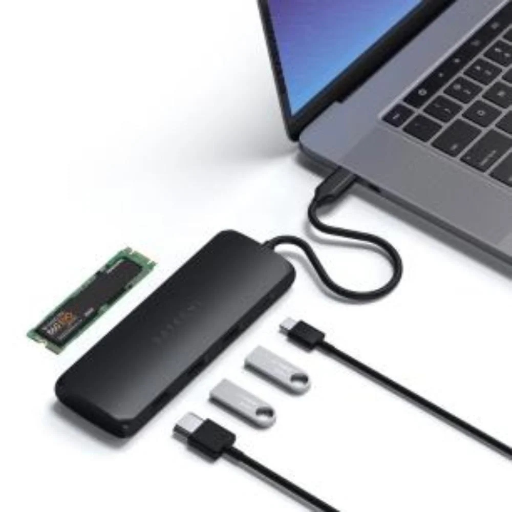Hub Usb-c Satechi 5 Portas Slot SSD Pd 100w HDMI Preto