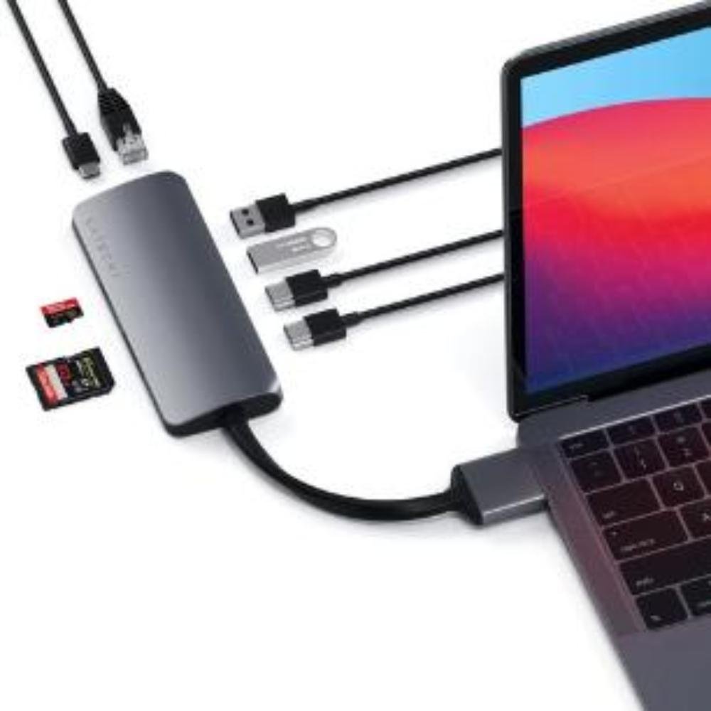 Hub Usb-c 7 Portas Pd 60w 2x HDMI 4k Gigabit Space Gray