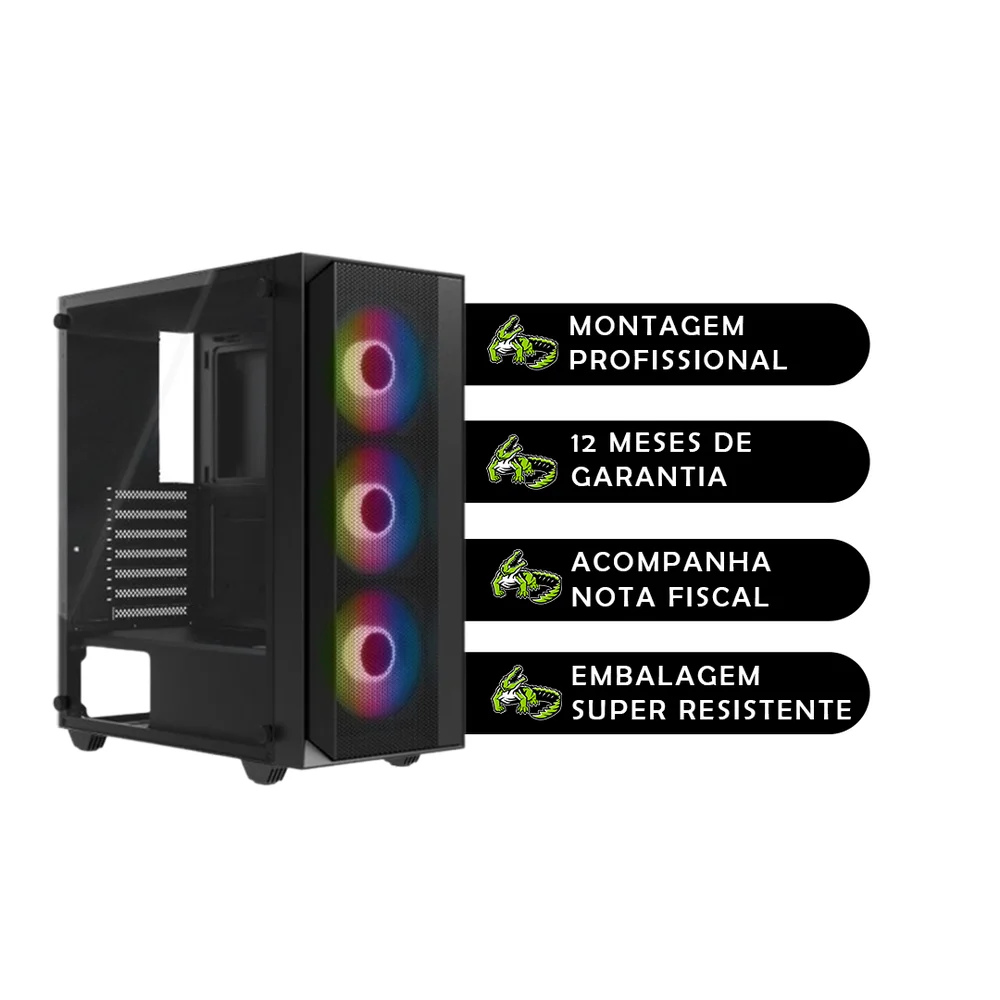 PC Gamer Completo Alligator Shop Amd Ryzen, Memoria Ram 16gb, SSD 240GB, Placa De Video 2gb, Monitor HDMI, Kit Gamer - view 3