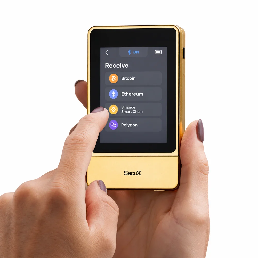Imagem 3 de 5 do produto Carteira Secux Neo Gold, Suporte a 5.000+ Criptomoedas, Tela Touchscreen 2.8", USB-C