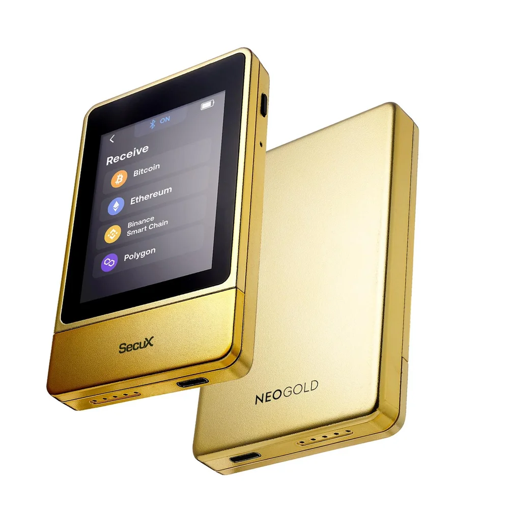 Imagem 4 de 5 do produto Carteira Secux Neo Gold, Suporte a 5.000+ Criptomoedas, Tela Touchscreen 2.8", USB-C