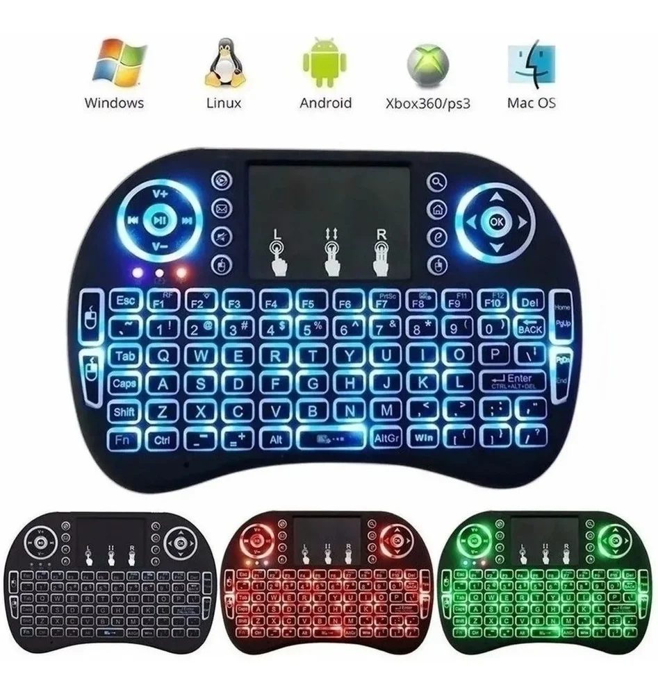 Imagem 2 de 5 do produto Mini Teclado Controle S/fio Touch LED PC/note/gamer/tvsmart