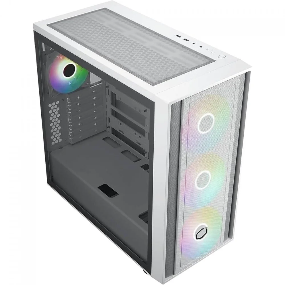 Imagem 4 de 5 do produto Gabinete Gamer Cooler Master Masterbox 600, Mid Tower, Vidro Temperado, Atx, Sem Fonte, Com 3 Fans ARGB, White, Mb600-wgnn-s00