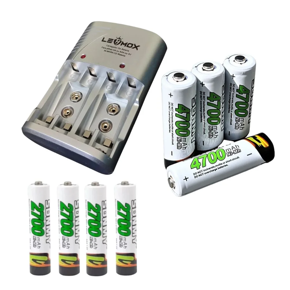 Kit Carregador De Pilhas Rapido Mais Baterias 4700 E 2700 - Carregador + Pilha 4700 E 2700 Kit Carregador De Pilhas Rapido Mais Baterias 4700 E 2700 - Carregador + Pilha 4700 E 2700