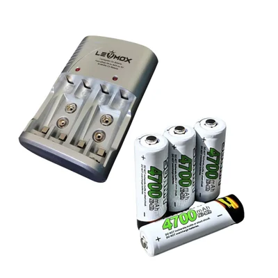 Kit Carregador De Pilhas Super Rapido Mais Baterias Bivolt - Carregador + Pilhas