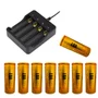 Kit Carregador Duplo 4 Slot Bateria 26650, 18650 8 Baterias - Carre + 8 Baterias Douradas