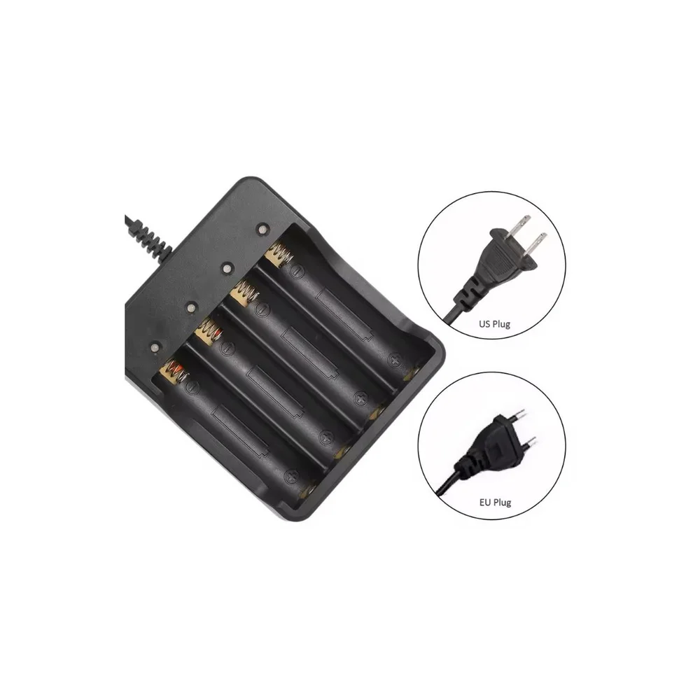 Kit Carregador Duplo 4 Slot Bateria 26650, 18650 8 Baterias - Carre + 8 Baterias Douradas