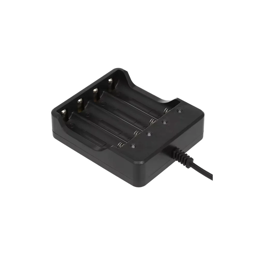 Kit Carregador Duplo 4 Slot Bateria 26650, 18650 8 Baterias - Carre + 8 Baterias Douradas