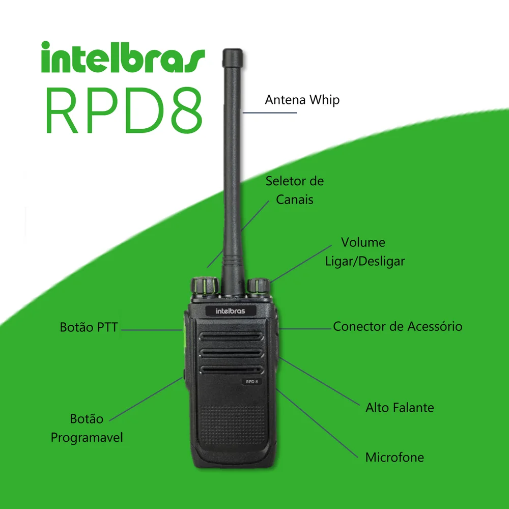 2x Radio Comunicador Vhf Ht Walkie Talkie Profissional Rpd8 Intelbras