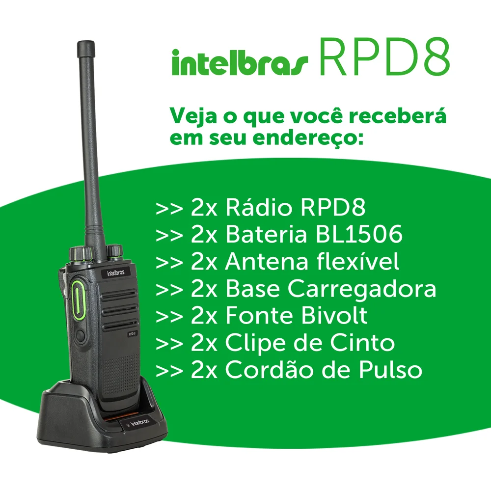 2x Radio Comunicador Vhf Ht Walkie Talkie Profissional Rpd8 Intelbras