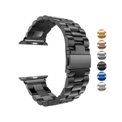 Pulseira Inox Elos Compatível Apple Watch Ultra Iwo Microwear Cor: Preto; tamanho: 42/44/45/47/49mm