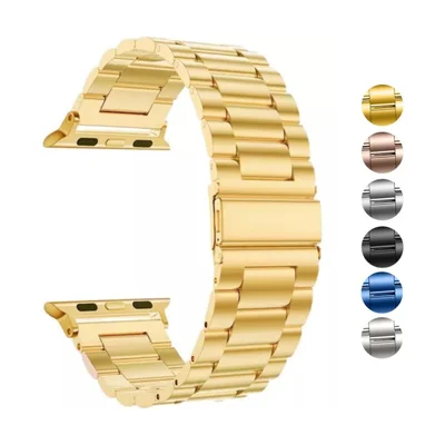 Pulseira Inox Elos Compatível Apple Watch Ultra Iwo Microwear Cor: Dourado tamanho:42/44/45/47/49mm