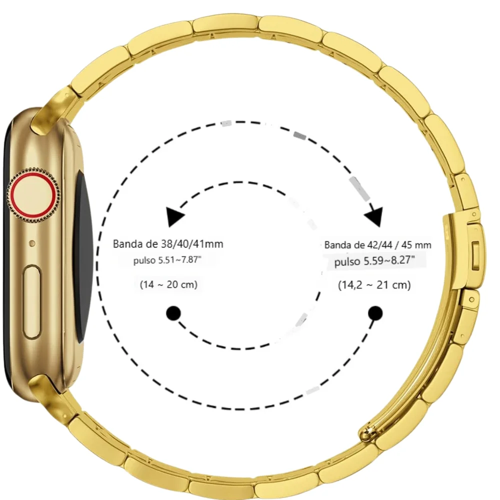 Imagem 3 de 5 do produto Pulseira Inox Elos Compatível Apple Watch Ultra Iwo Microwear Cor: Dourado tamanho:42/44/45/47/49mm
