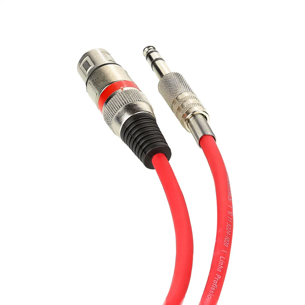 Imagem 3 de 3 do produto Cabo De Microfone Xlr Para P10 Estereo - Vermelho - 15 Mt