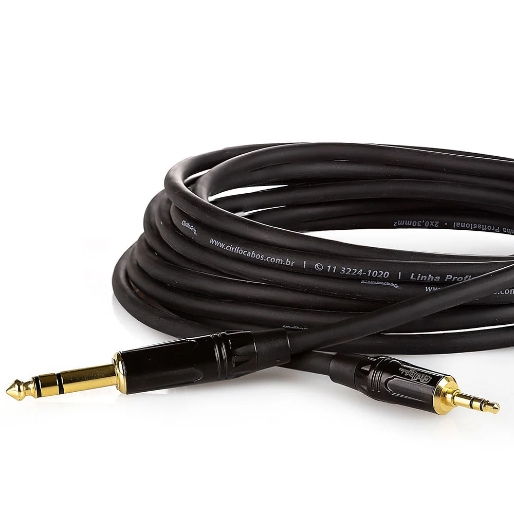 Imagem 2 de 2 do produto Cabo P2 Estereo Para P10 Estereo Profissional - 5 Metros