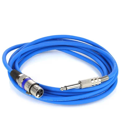 Cabo De Microfone Xlr Femea Para P10 Mono - Azul - 25 Metros