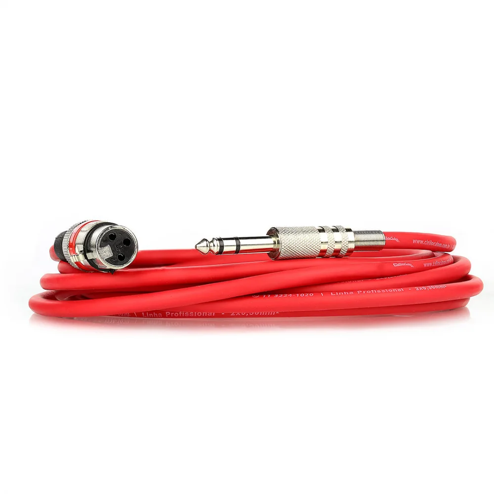 Imagem 2 de 3 do produto Cabo De Microfone Xlr Para P10 Estereo - Vermelho - 35 Mt
