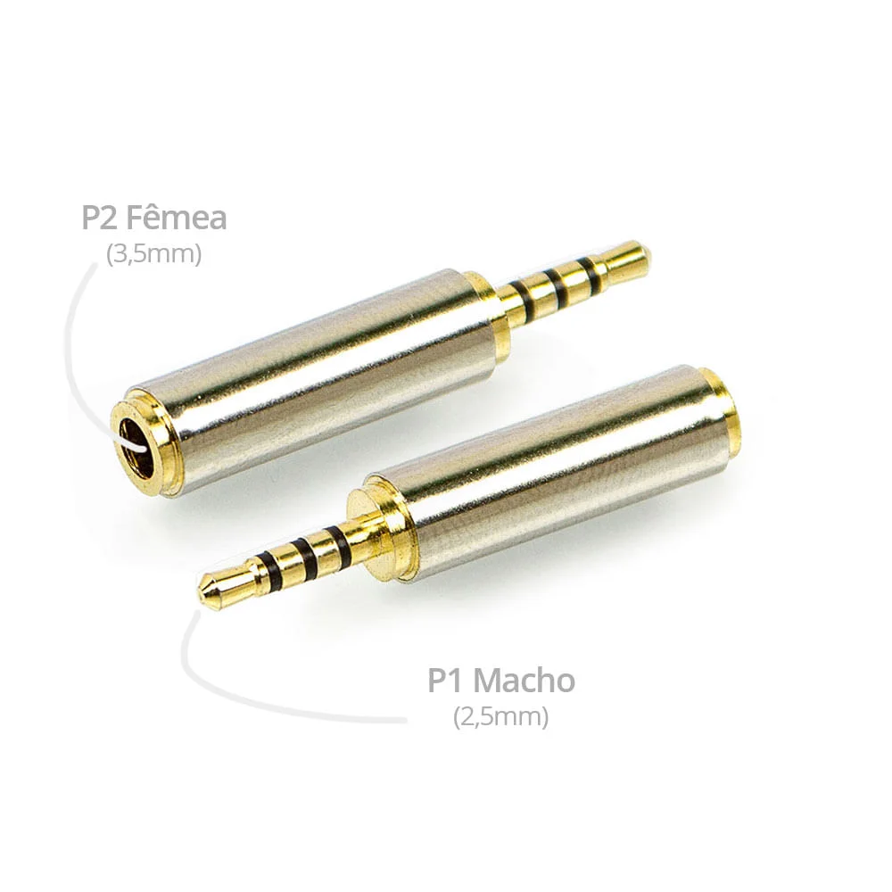 Imagem 3 de 4 do produto Adaptador P2 Fêmea Para P1 Macho - Banhado Em Ouro