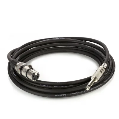 Cabo De Microfone Xlr Femea Para P10 Mono - Preto - 40 Metros
