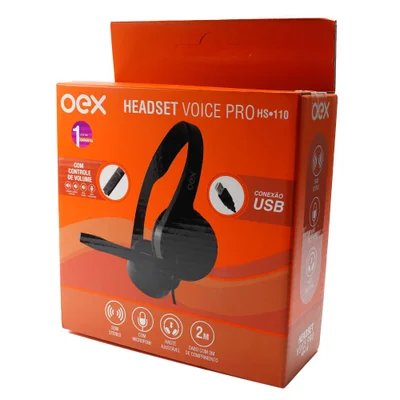 Fone Headset Voice Pro Hs110 Usb Oex Preto
