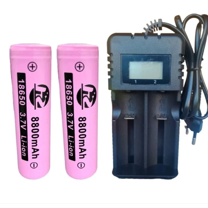 Kit 2 Baterias Fvitoria 18650 8800mah 3.7/4.2v + Carregador Duplo LED Kit 2 Baterias Fvitoria 18650 8800mah 3.7/4.2v + Carregador Duplo LED