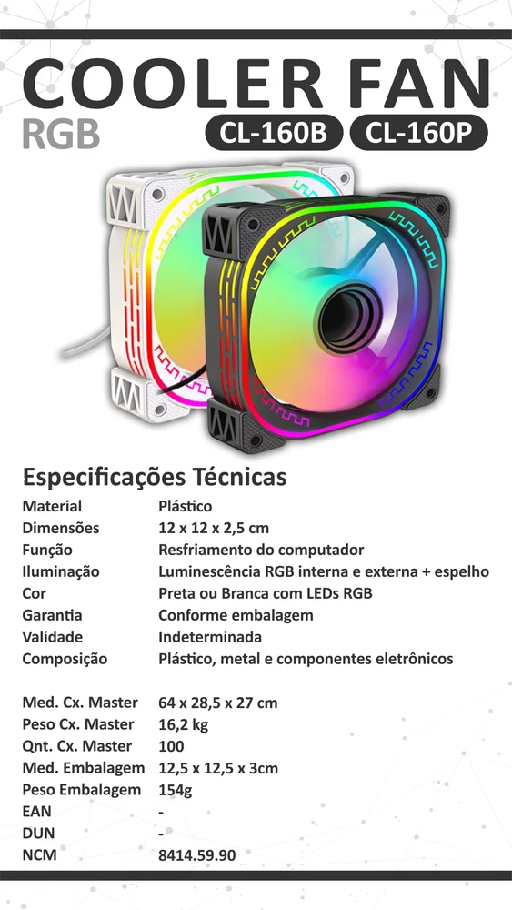 Cooler Hoopson Para Gabinete 120mm Hoopson Cl-160b RGB Branco 6