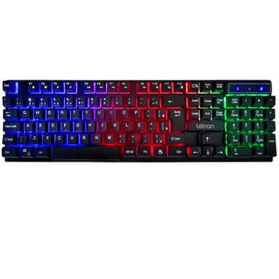 Teclado Gamer Play On LED Semi Mecanico Retroiluminado Letron