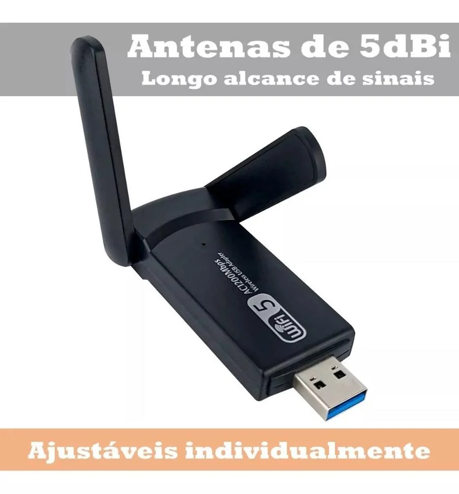 Imagem 3 de 3 do produto Adaptador Conversor Wi-fi 1300mbps Dual Band 5ghz / 2.4 Ghz Internet Fibra