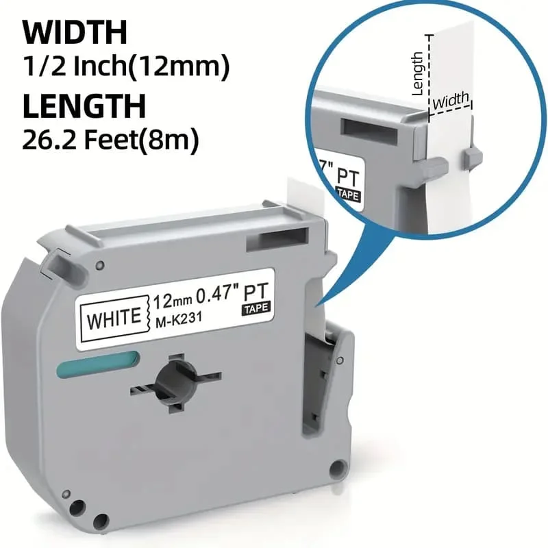 Imagem 2 de 4 do produto Fita Compatível Brother M231 Mk231 T 12mm Pt 80 70 90