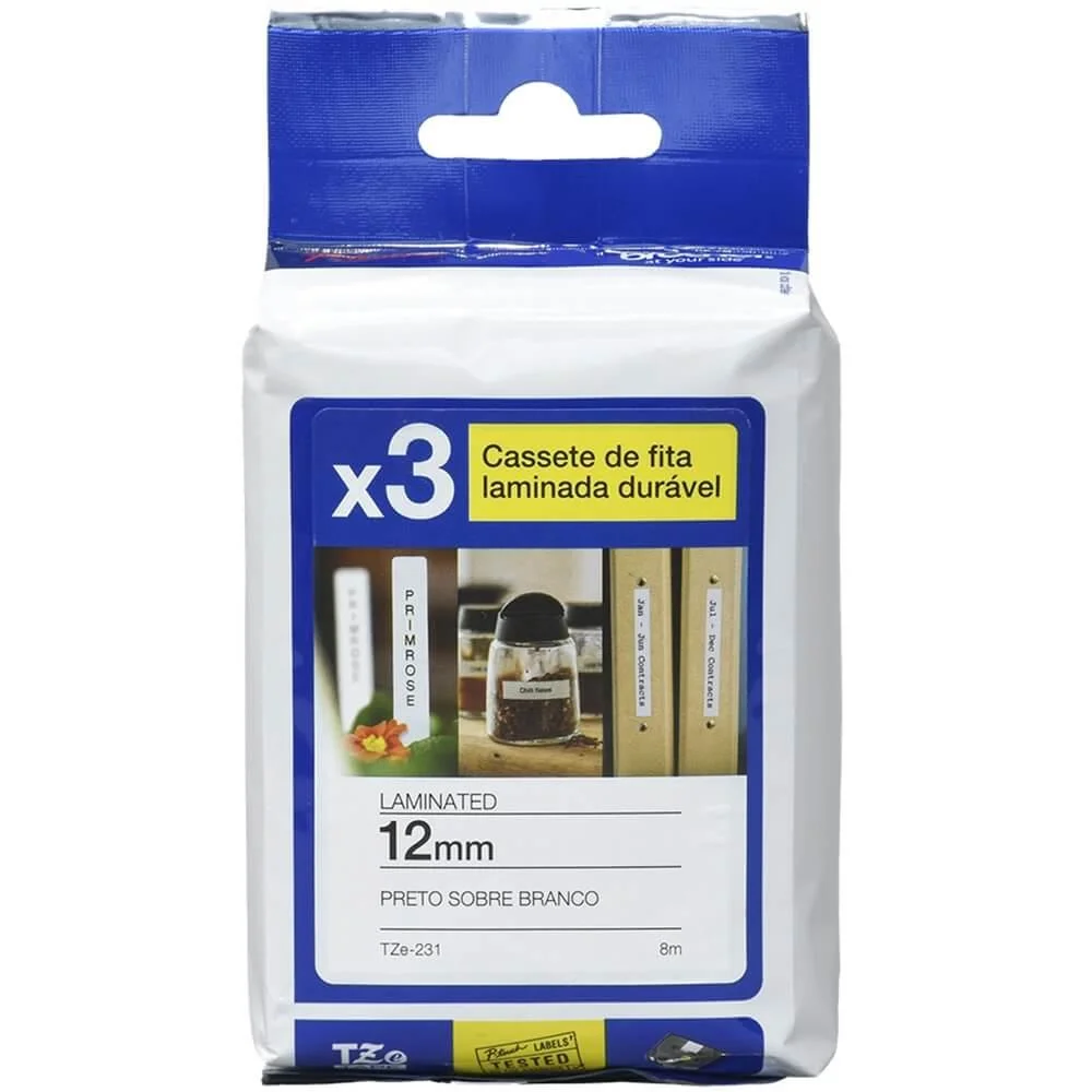 Fita Para Rotulador Brother Com 03 Fitas Tze231m3 X Fita Para Rotulador Brother Com 03 Fitas Tze231m3 X
