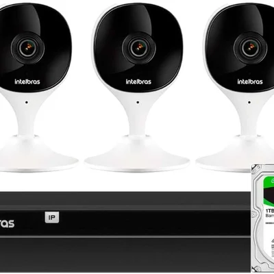 Kit 3 Câmeras Wi-fi Imx C Intelbras Gravador Nvr Nvd 1404 4 Canais + Hd 1tb